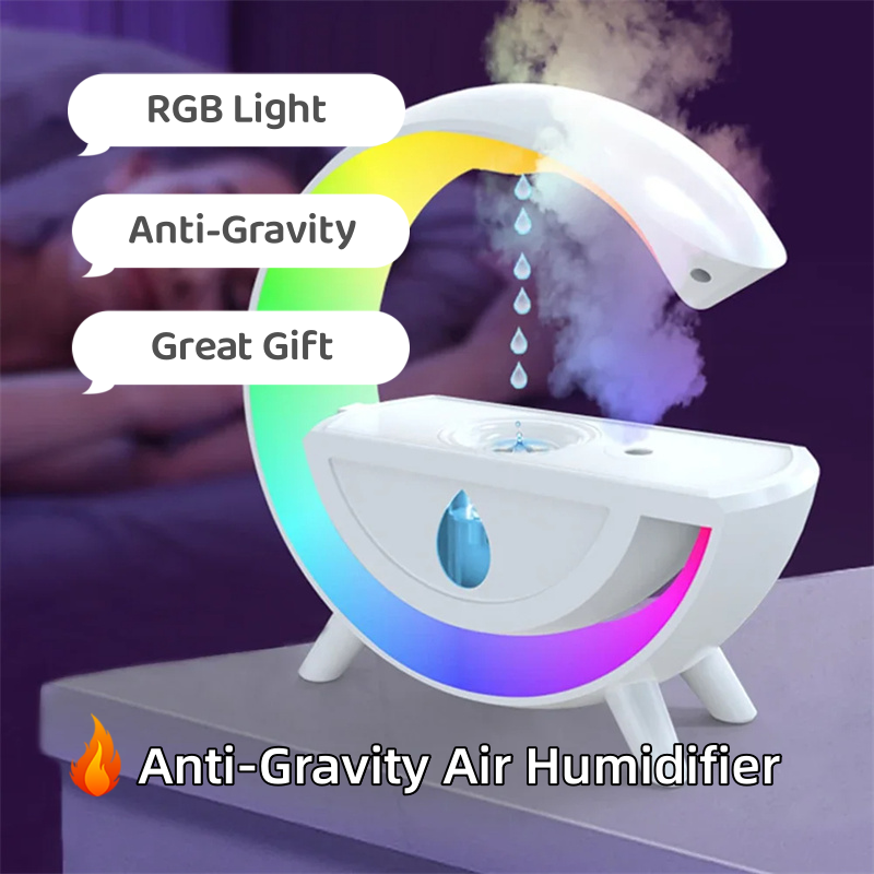 RGB-Nachtlicht, Wassertropfen-Sprüher, Anti-Schwerkraft-Luftbefeuchter, 350 ml, kreatives Zuhause, Büro, Nebelhersteller, Diffusor, Weihnachtsgeschenk