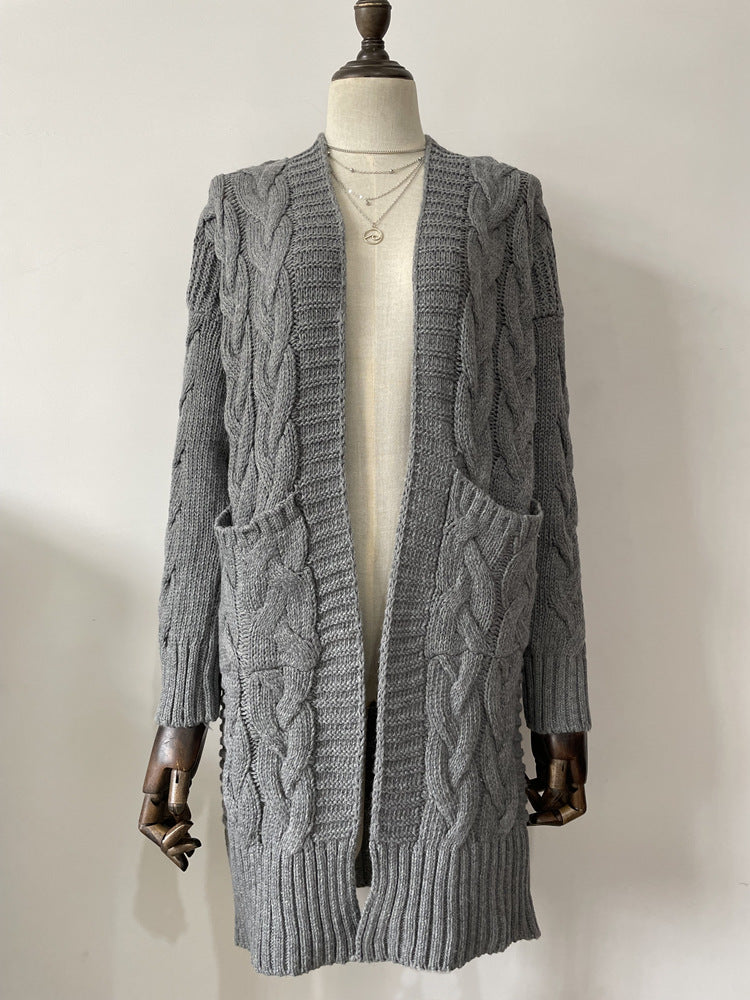 Mittellanger Cardigan-Pullover im Idle-Stil