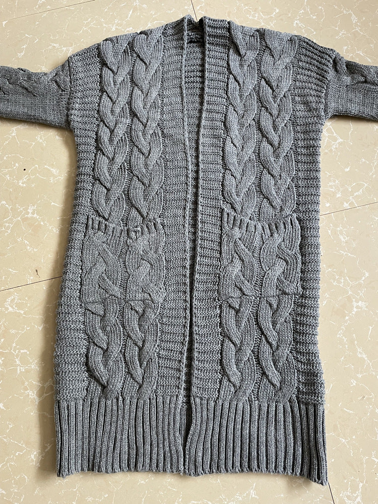 Mittellanger Cardigan-Pullover im Idle-Stil