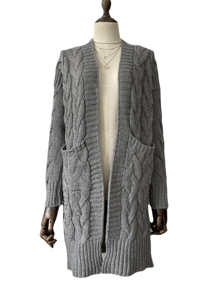 Mittellanger Cardigan-Pullover im Idle-Stil